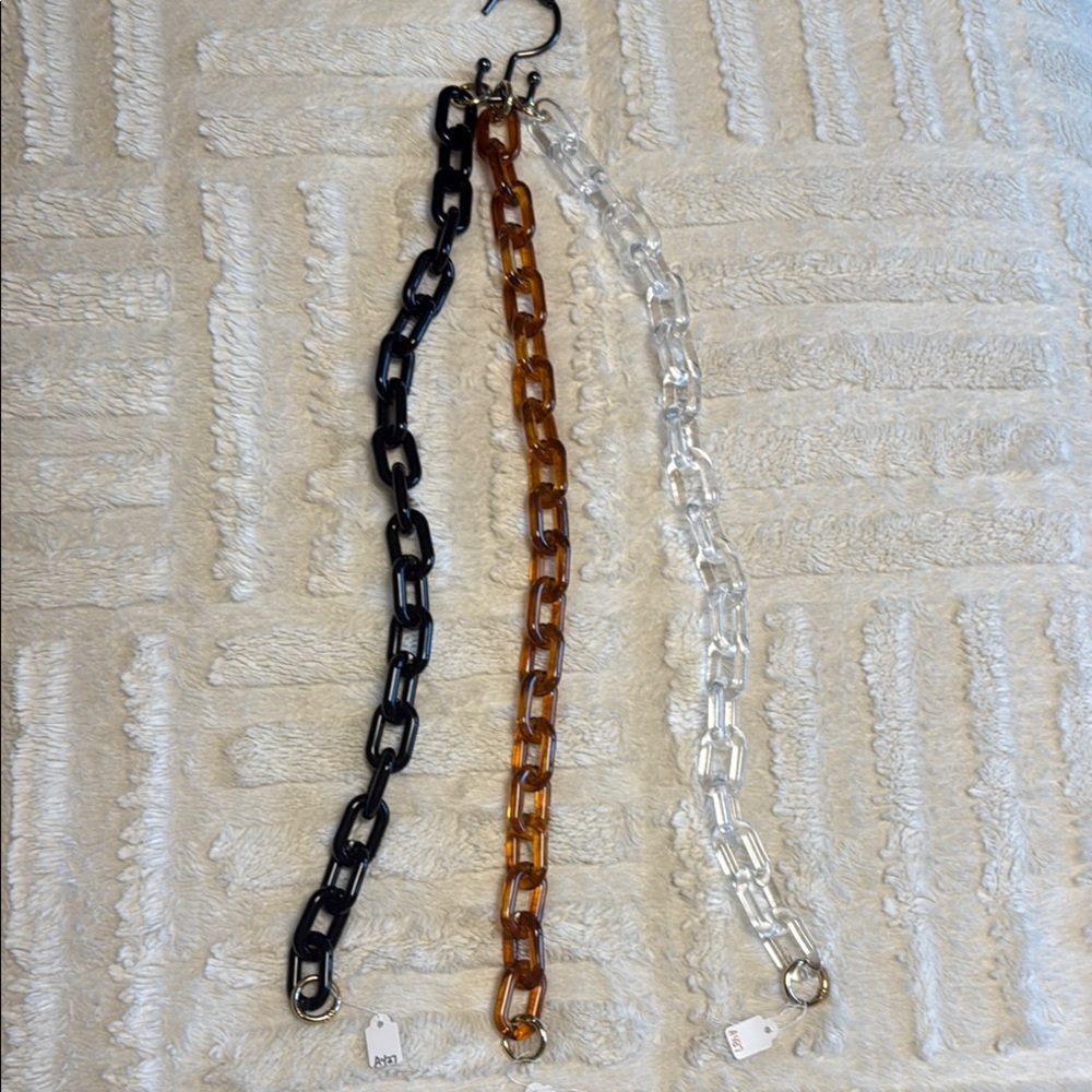 Elegant Chain Link purse straps - Black, Brown, and Clear